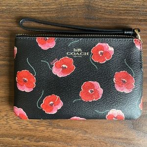 Coach Black Poppy Print Wristlet